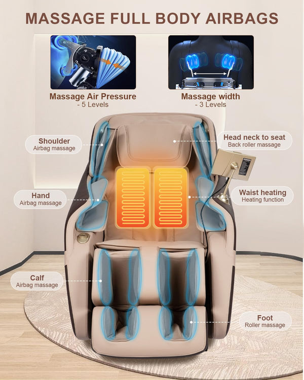 Full Body Zero Gravity Massage Chair with SL-Track, AI Control & Foot Rollers