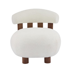 Armless Boucle Accent Chair with Solid Wood Frame