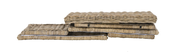 30" Wicker Storage Trunk with Removable Lid, Collapsible Rattan Chest
