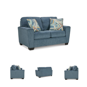 Contemporary Loveseat with Accent Pillows | 63" W Fabric Upholstery