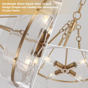 Round Glass Chandelier 22-Inch | Dining Room & Foyer Ceiling Light