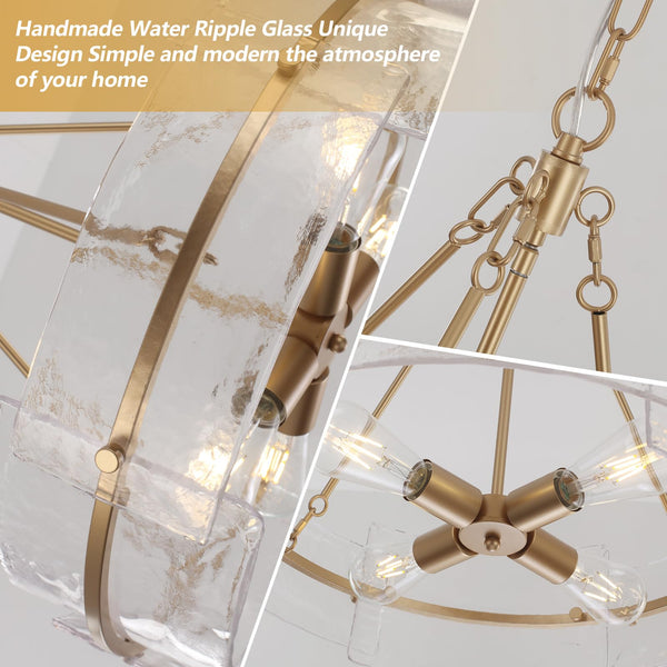 Round Glass Chandelier 22-Inch | Dining Room & Foyer Ceiling Light