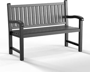Outdoor Resin Garden Bench – 2-Person Weatherproof Patio Seat