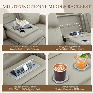 Power Reclining Sofa with Fold-Down Table & Charging Station