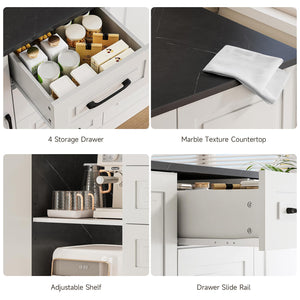 Kitchen Island with Storage Cabinets, Drawers & Power Outlet