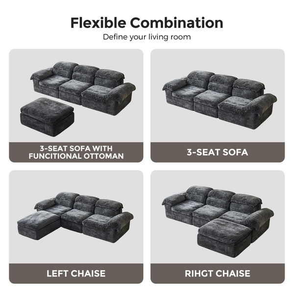 L-Shaped Modular Sectional Sofa with Deep Seat