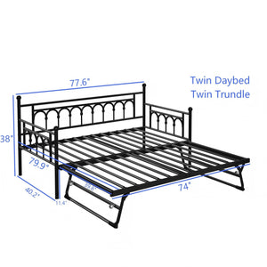Twin Metal Daybed with Pop-Up Trundle