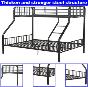 Twin XL Over Queen Metal Bunk Bed with Ladder – Heavy Duty Steel Frame