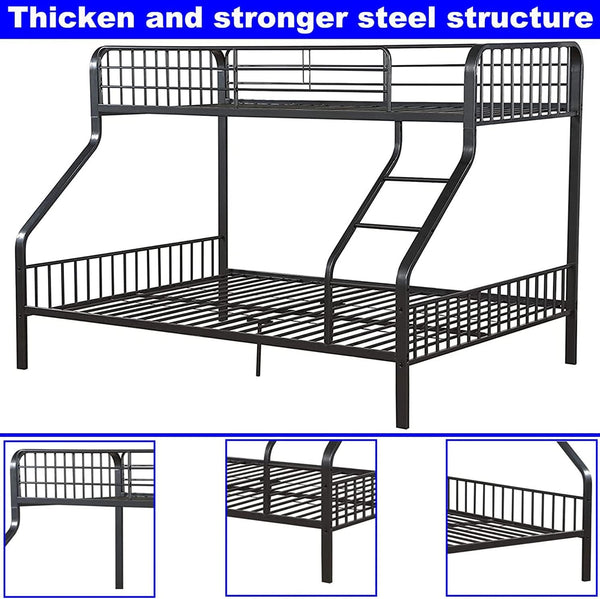 Twin XL Over Queen Metal Bunk Bed with Ladder – Heavy Duty Steel Frame