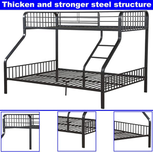 Twin XL Over Queen Metal Bunk Bed with Ladder – Heavy Duty Steel Frame