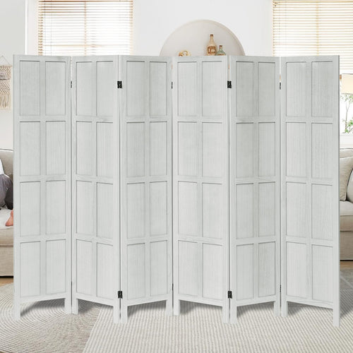 6-Panel Wood Room Divider Folding Privacy Screen