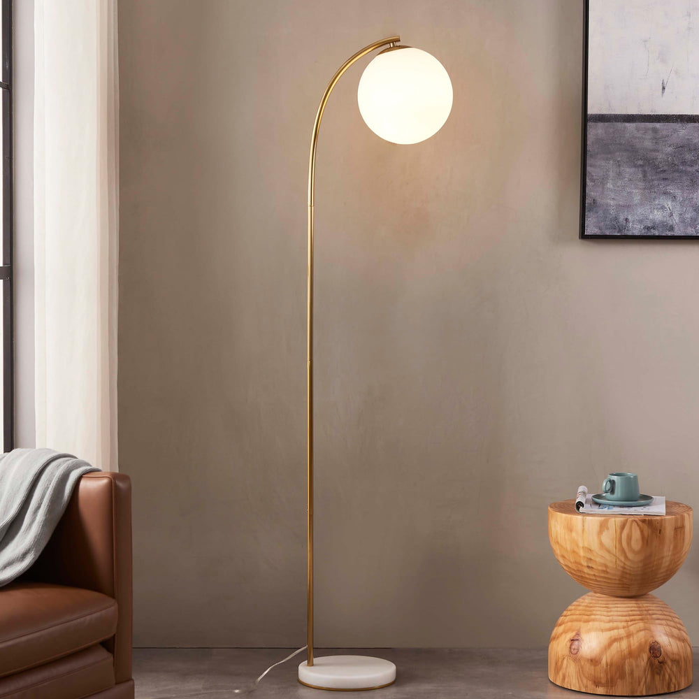 Modern LED Floor Lamp with Frosted Glass Globe
