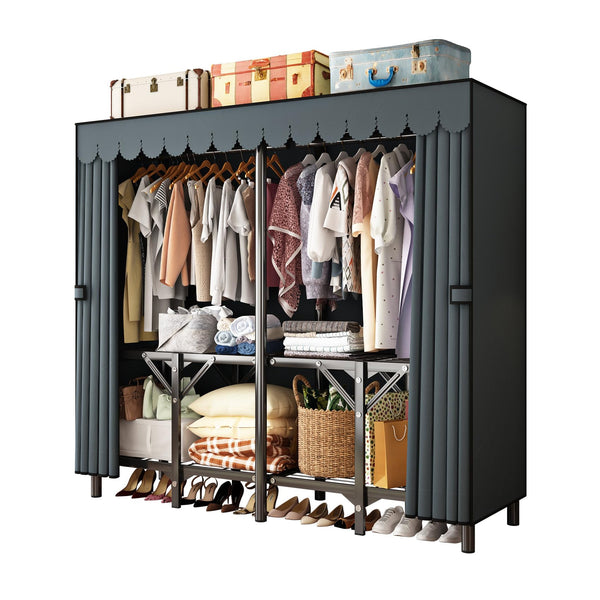 Portable Wardrobe Closet with Metal Frame