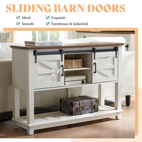 Farmhouse 4-Piece Living Room Furniture Set with Console, End Tables & Coffee Table