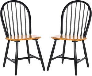 Windsor Farmhouse Dining Chairs Set of 2 – Spindle Back Solid Wood