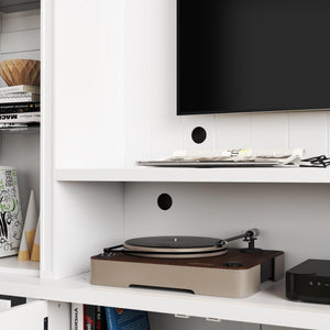 Entertainment Center with LED Light & Dual Bookcases, 101.7" TV Stand