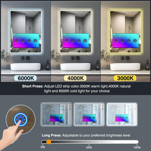 Smart Bathroom Mirror TV with LED Lights & Anti-Fog