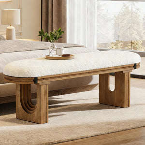 Solid Wood Upholstered Bench 47"