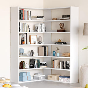 L-Shaped Corner Bookshelf, 6-Tier