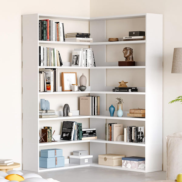 L-Shaped Corner Bookshelf, 6-Tier