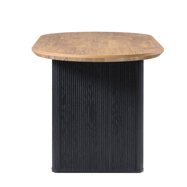 63" Fluted Oval Dining Table for 4–6 | Mid-Century Modern | Engineered Wood