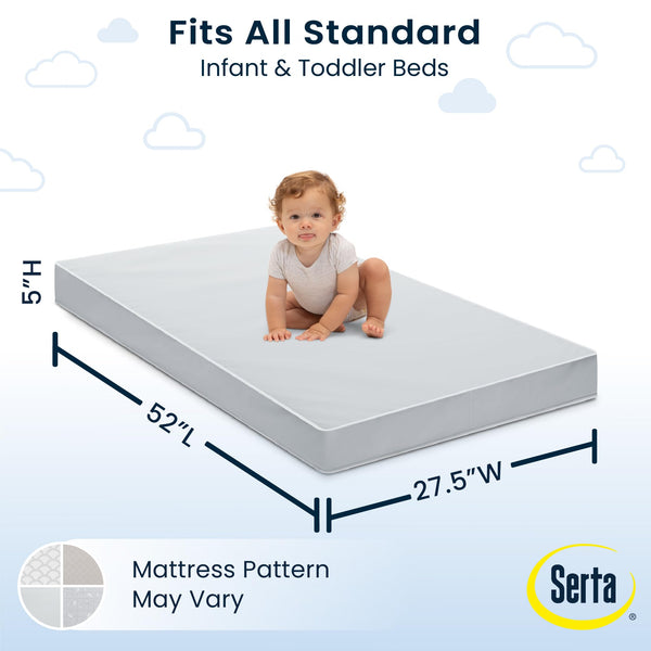 Firm Fiber Core Crib & Toddler Mattress – Dual Sided, Waterproof, GREENGUARD Gold Certified