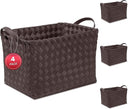 Woven Storage Baskets with Leather Handle