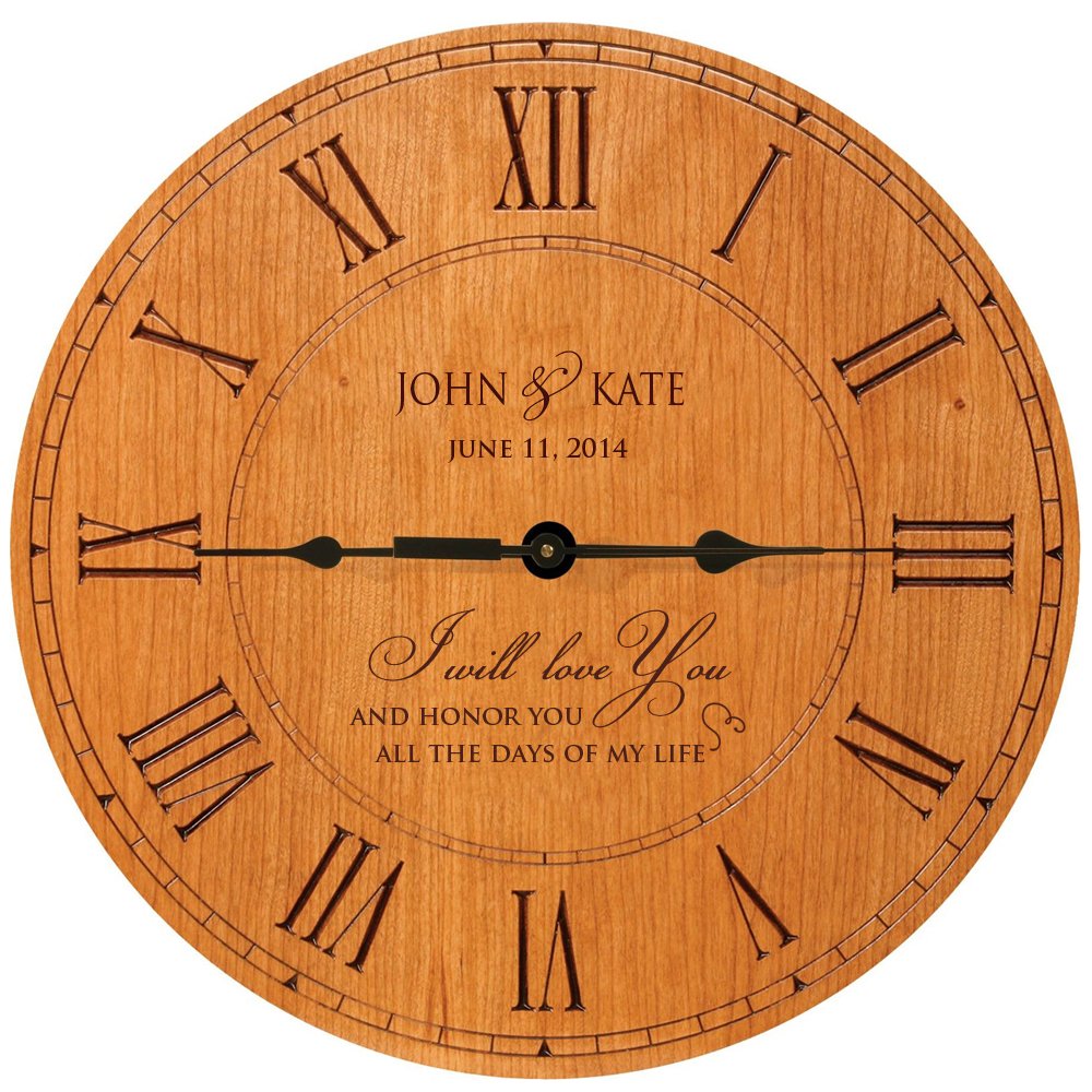 Personalized Wooden Wedding Anniversary Clock