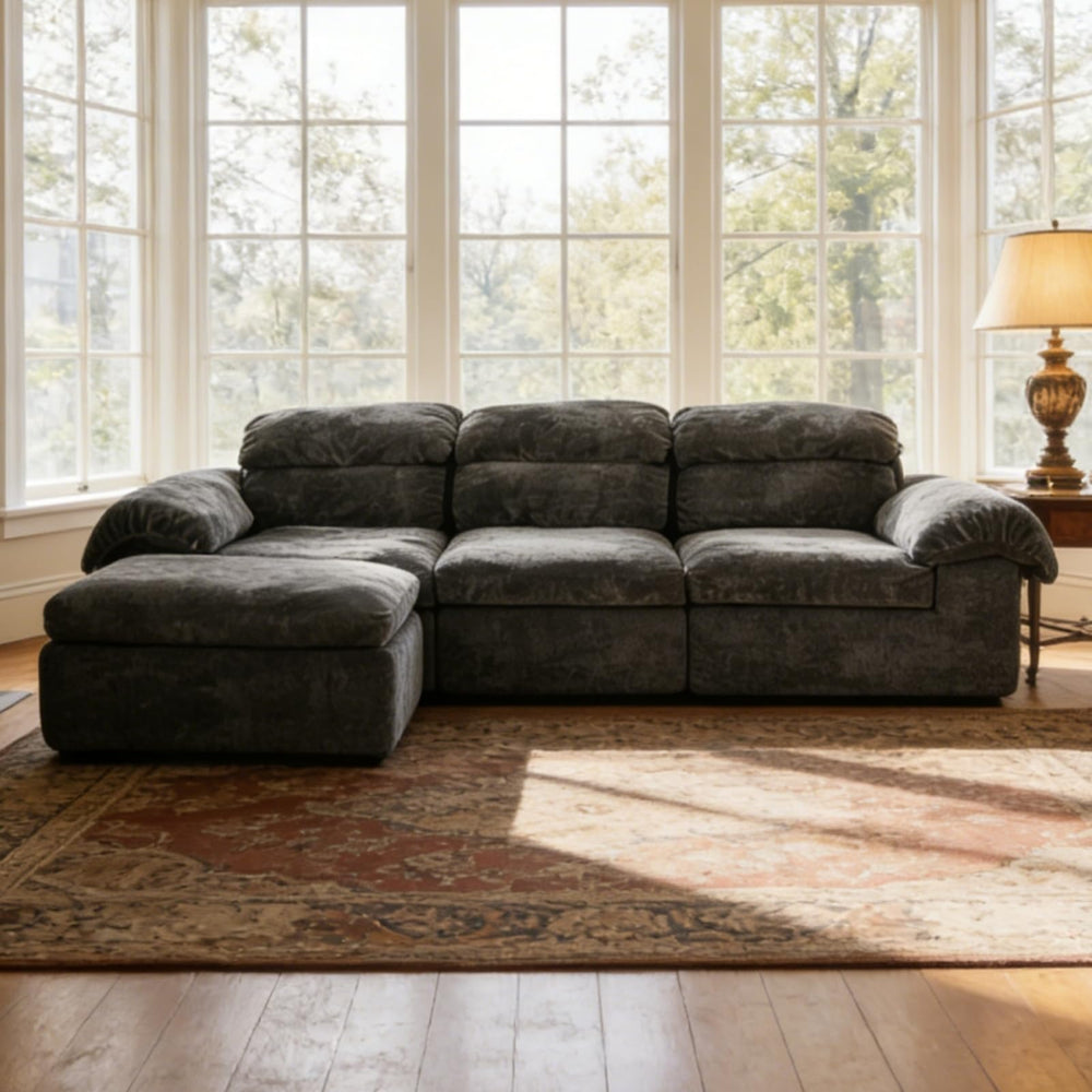 L-Shaped Modular Sectional Sofa with Deep Seat