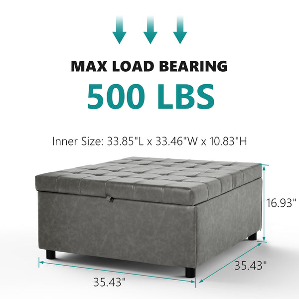 Large Square Storage Ottoman with Lift Top