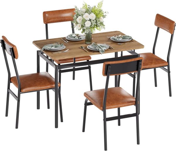3-Piece Dining Table Set with PU Upholstered Chairs