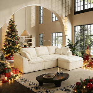 Modular L-Shape Sectional Sofa with Ottoman | Cloud Foam Couch