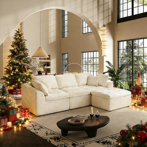 Modular L-Shape Sectional Sofa with Ottoman | Cloud Foam Couch