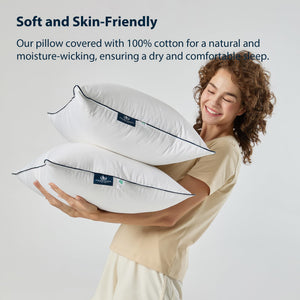 Feather & Down Bed Pillows – Hotel Quality, Cotton Shell