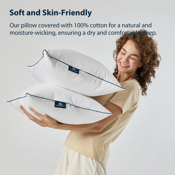 Goose Feather & Down Bed Pillows – Set of 2