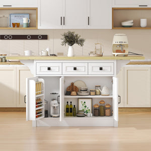 Large Kitchen Island with Drop Leaf & Power Outlet