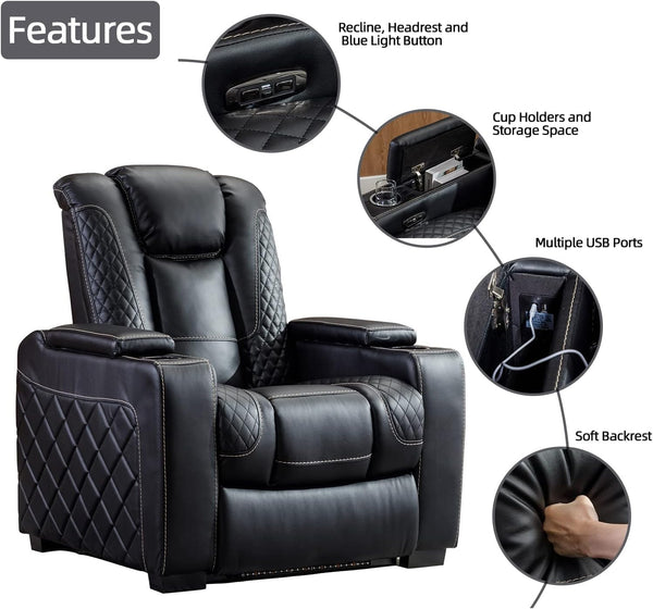 Electric Power Recliner Chair with Ambient Lighting