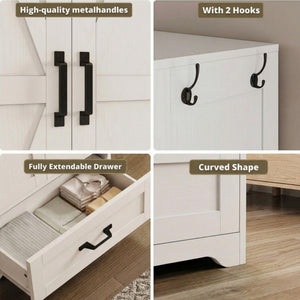 70" Wardrobe Closet with Mirror, Drawer & Side Shelves