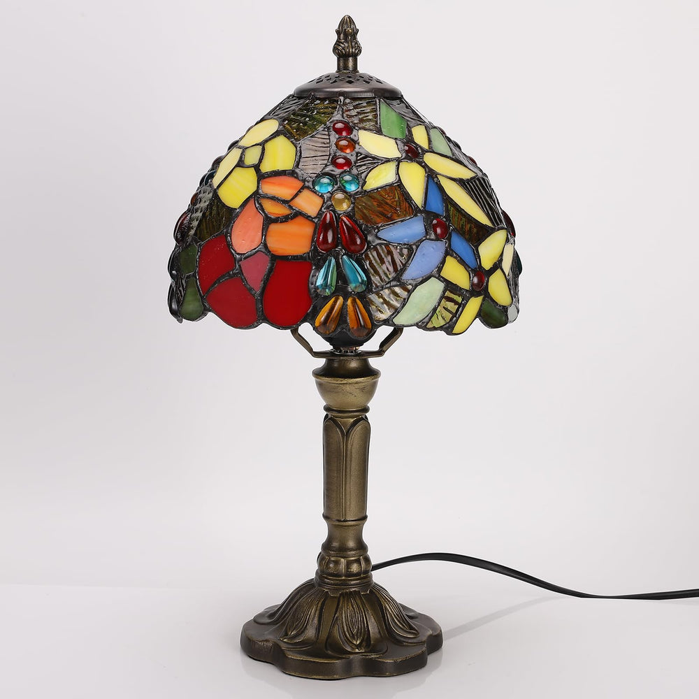 Tiffany Stained Glass Table Lamp – Rose & Grape Design