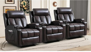 Manual Recliner Chair with Massage, Heat & Cup Holders