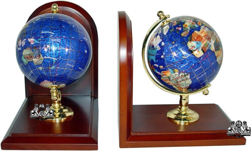 Gemstone Globe Bookends – Blue Pearl Ocean