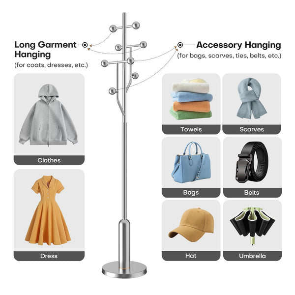 Freestanding Coat Rack with Marble Base
