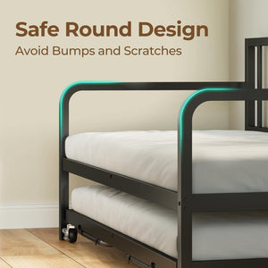Twin Daybed with Trundle, Charging Station & LED Lights