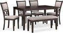 6-Piece Upholstered Dining Table Set with Bench
