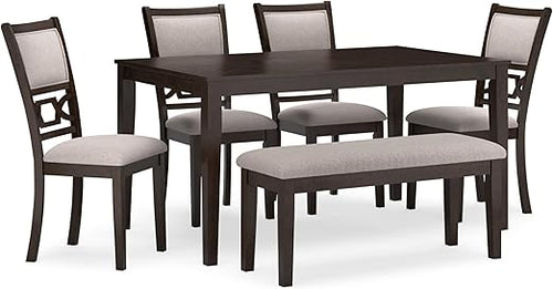 6-Piece Upholstered Dining Table Set with Bench