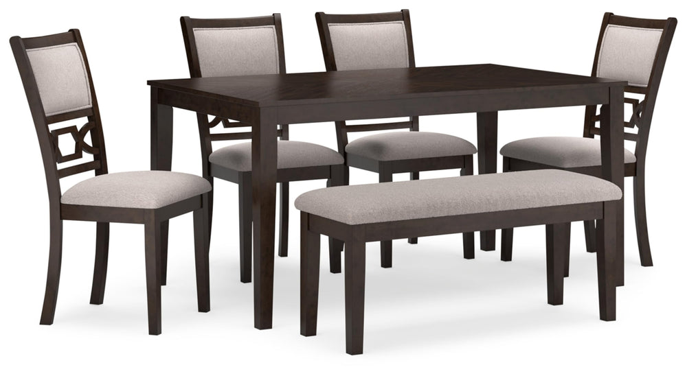 6-Piece Upholstered Dining Table Set with Bench