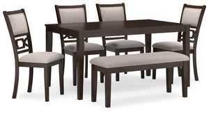 6-Piece Upholstered Dining Table Set with Bench
