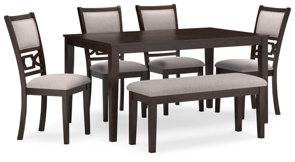 6-Piece Upholstered Dining Table Set with Bench