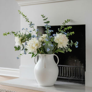 Matte White Ceramic Jug Vase with Handles