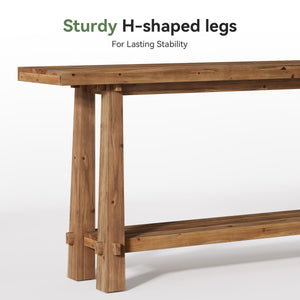 63" Farmhouse 2-Tier Solid Wood Console Table
